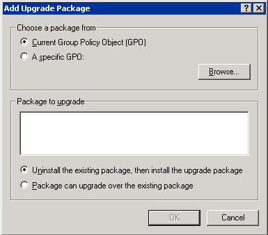 Add Upgrade Package dialog